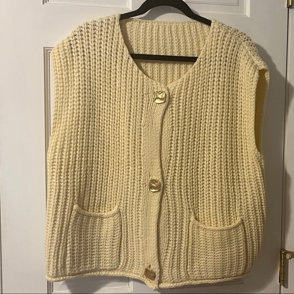 Women's Cream Knit Sweater Vest